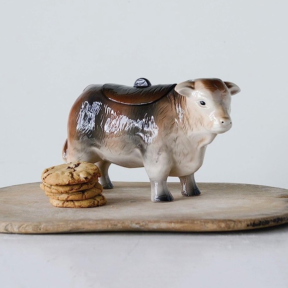 Creative CoOp Kitchen Creative Coop Vintage Ceramic Cow Shaped Cookie Jar Brown Poshmark